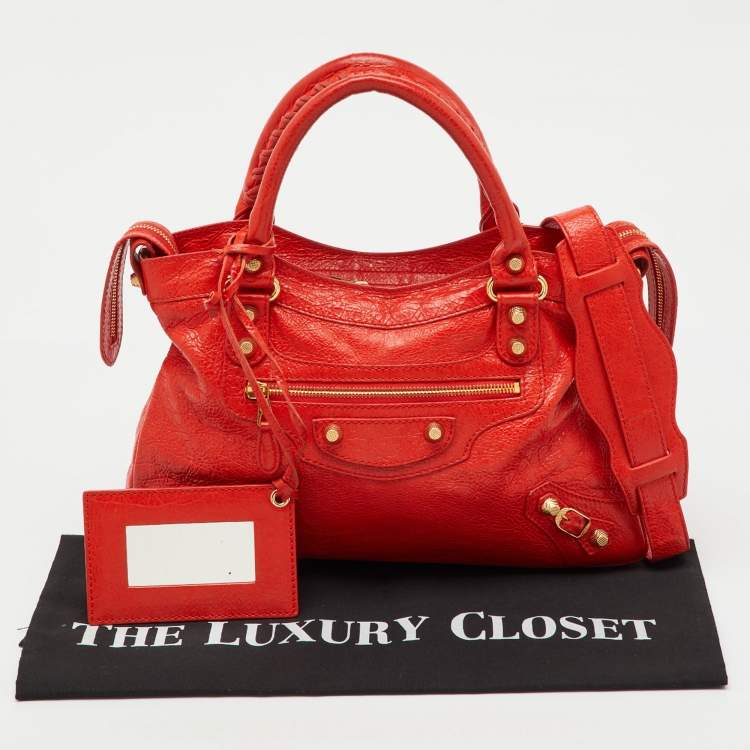 Pre Owned Balenciaga Orange Leather RGH Town Bag