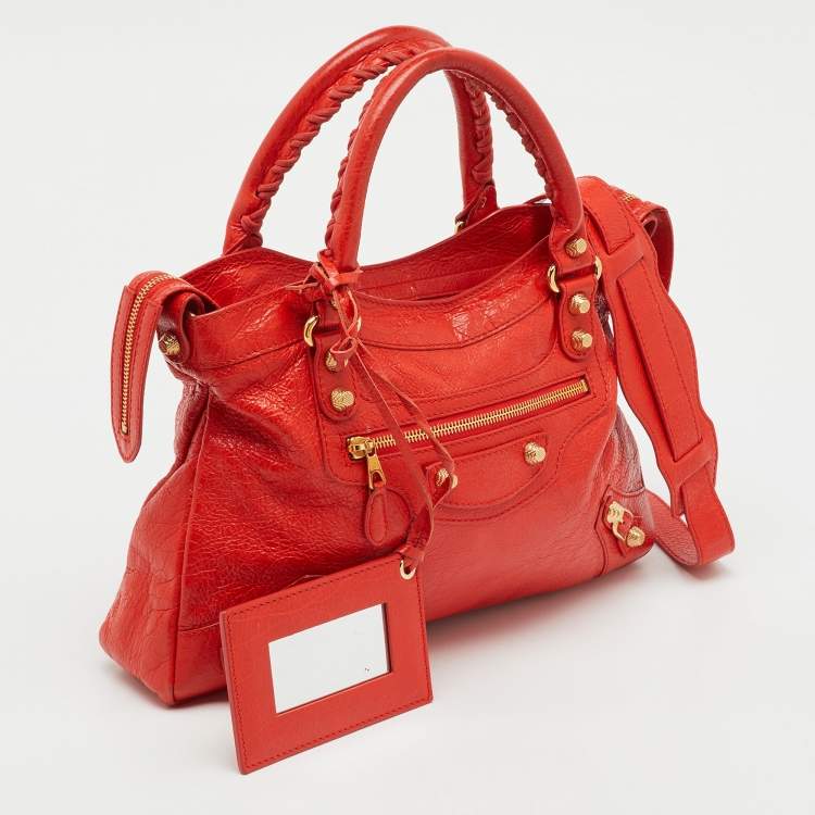 Pre Owned Balenciaga Orange Leather RGH Town Bag