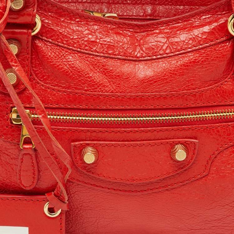 Pre Owned Balenciaga Orange Leather RGH Town Bag