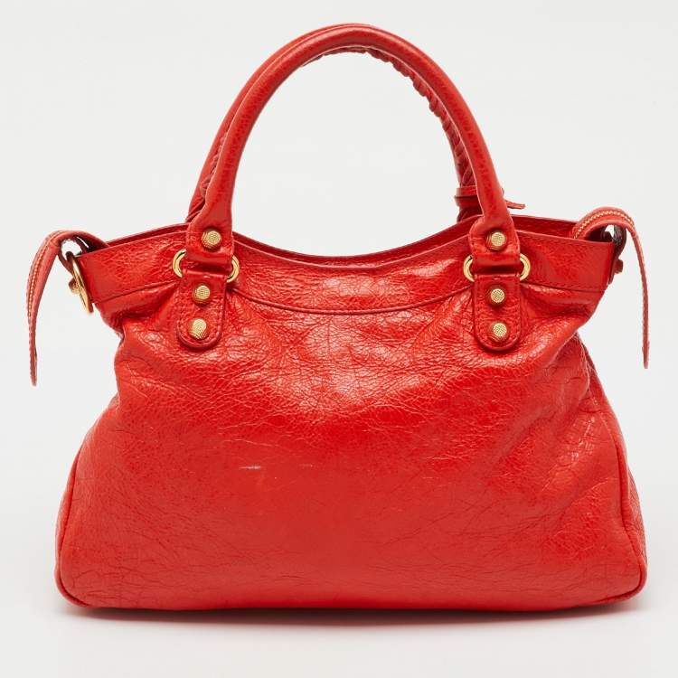 Pre Owned Balenciaga Orange Leather RGH Town Bag