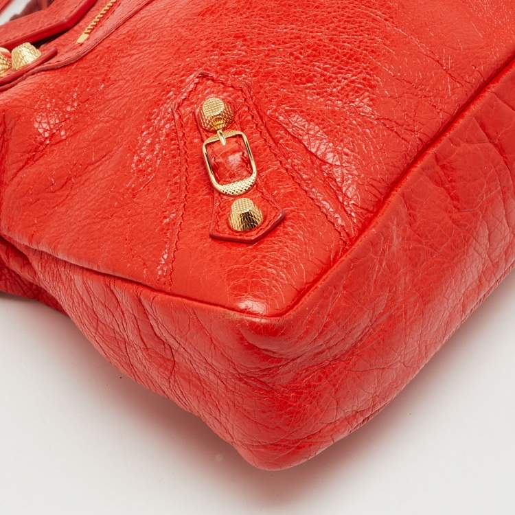 Pre Owned Balenciaga Orange Leather RGH Town Bag