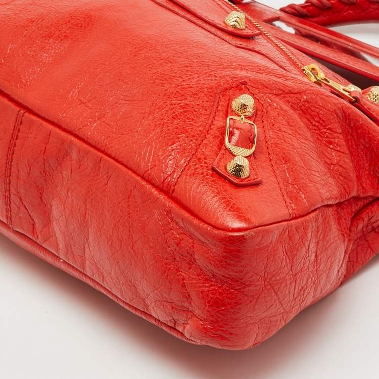 Pre Owned Balenciaga Orange Leather RGH Town Bag