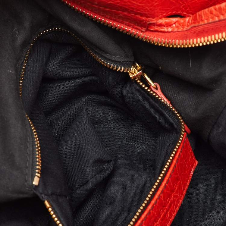 Pre Owned Balenciaga Orange Leather RGH Town Bag