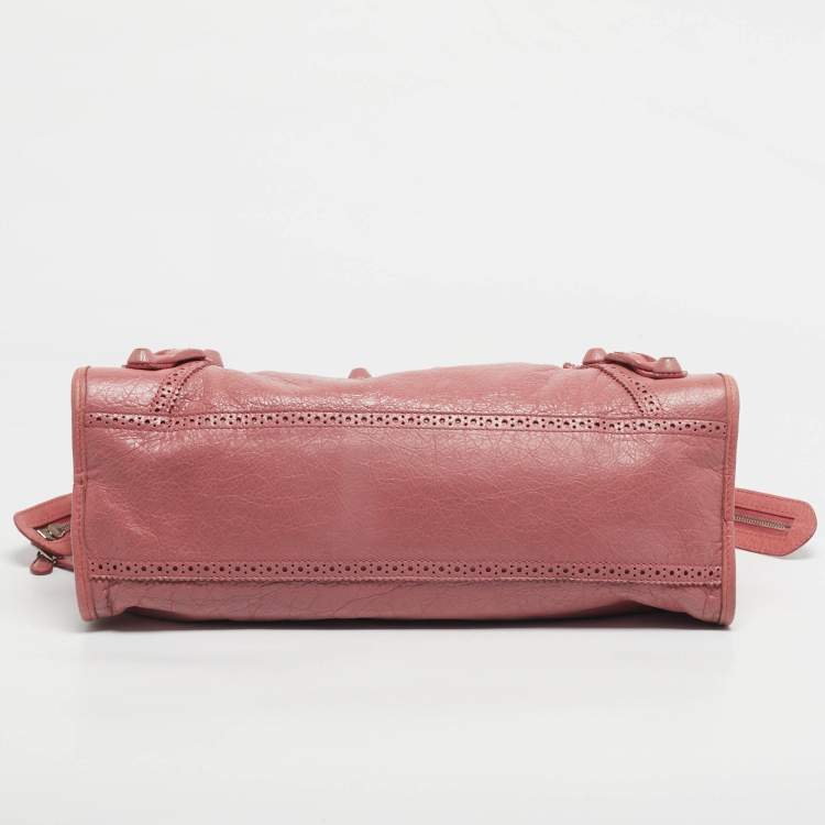 Pre Owned Balenciaga Pink Leather Brogues Classic City Tote