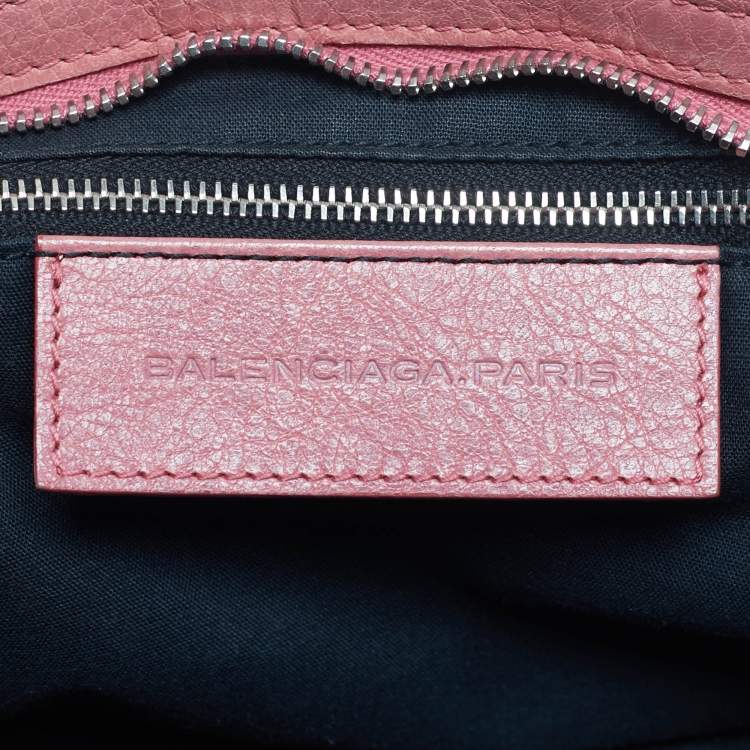 Pre Owned Balenciaga Pink Leather Brogues Classic City Tote