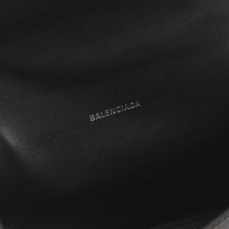 Pre Owned Balenciaga Hourglass XS Black Leather Shoulder Bag