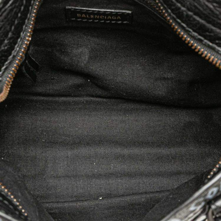 Pre Owned Balenciaga Black Blue Mini Lambskin Motocross Graffiti Classic City Satchel