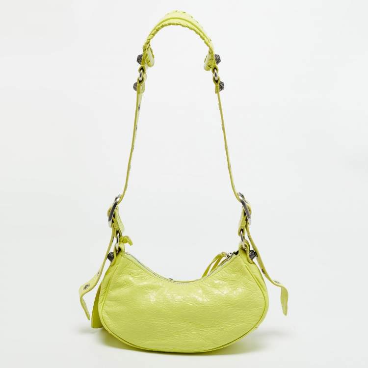 Pre Owned Balenciaga Neon Green Leather XS Le Cagole Shoulder Bag