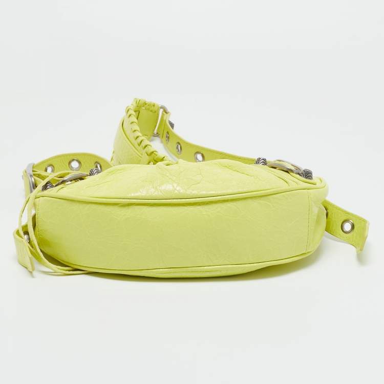 Pre Owned Balenciaga Neon Green Leather XS Le Cagole Shoulder Bag
