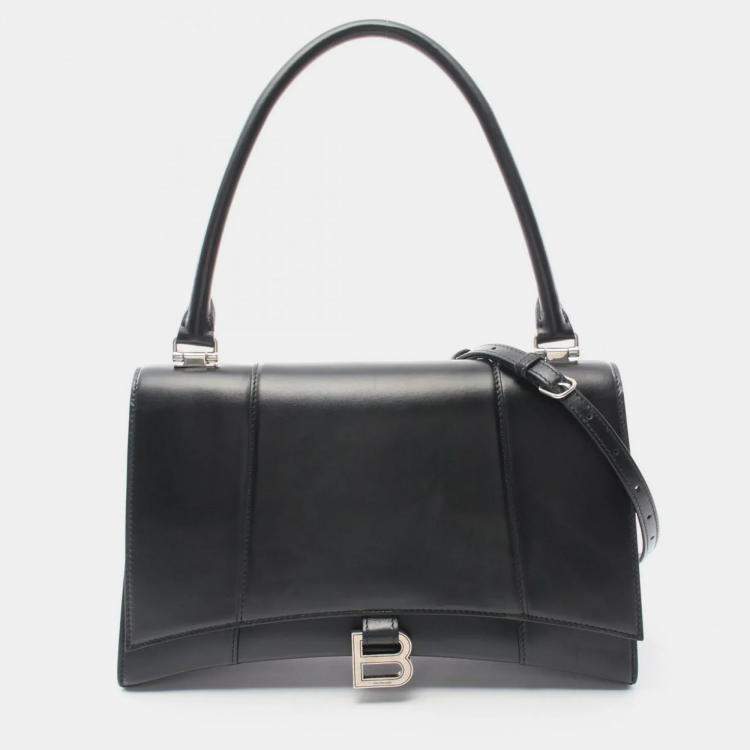 Pre Owned Balenciaga Hourglass Black Leather Handbag