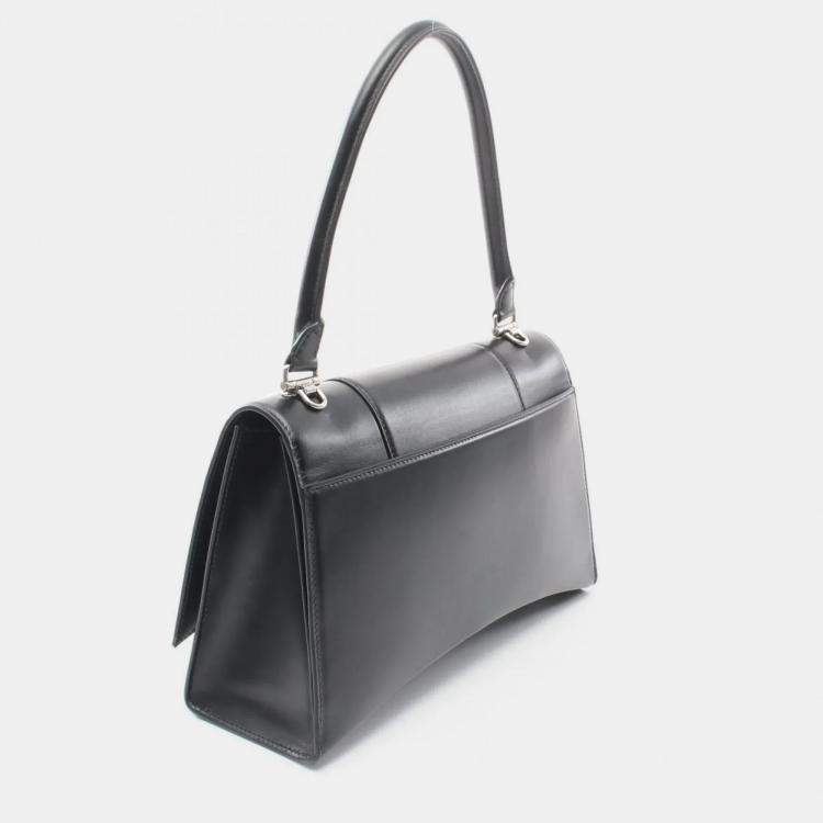 Pre Owned Balenciaga Hourglass Black Leather Handbag