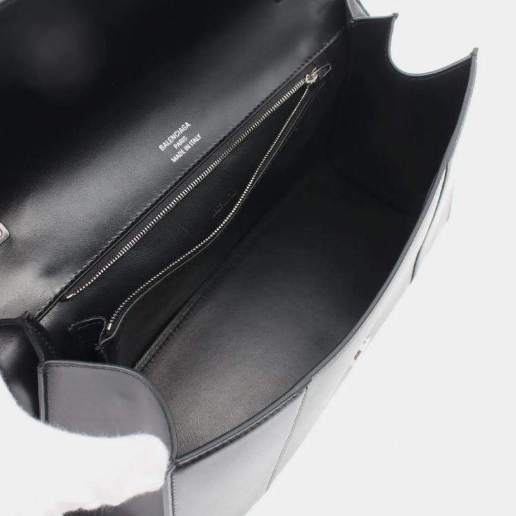 Pre Owned Balenciaga Hourglass Black Leather Handbag
