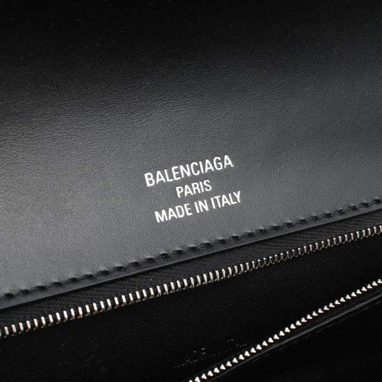 Pre Owned Balenciaga Hourglass Black Leather Handbag