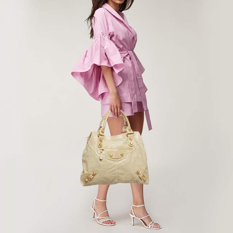 Pre Owned Balenciaga Cream Leather GGH Brief Tote