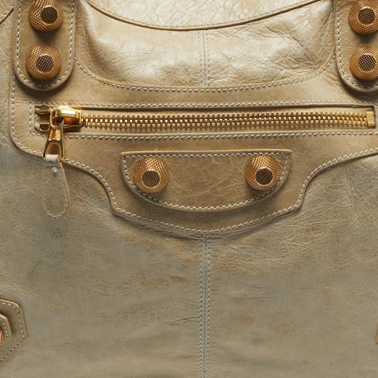 Pre Owned Balenciaga Cream Leather GGH Brief Tote