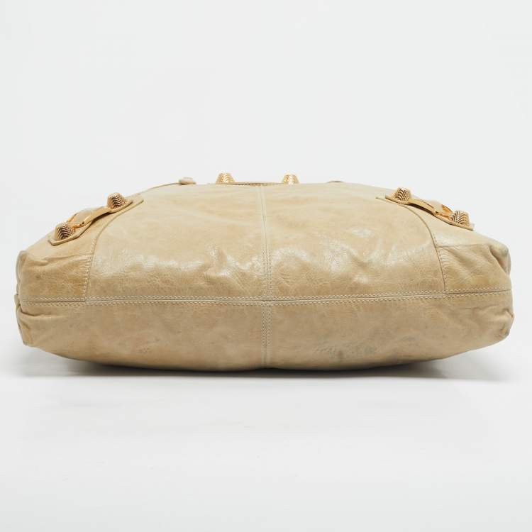 Pre Owned Balenciaga Cream Leather GGH Brief Tote