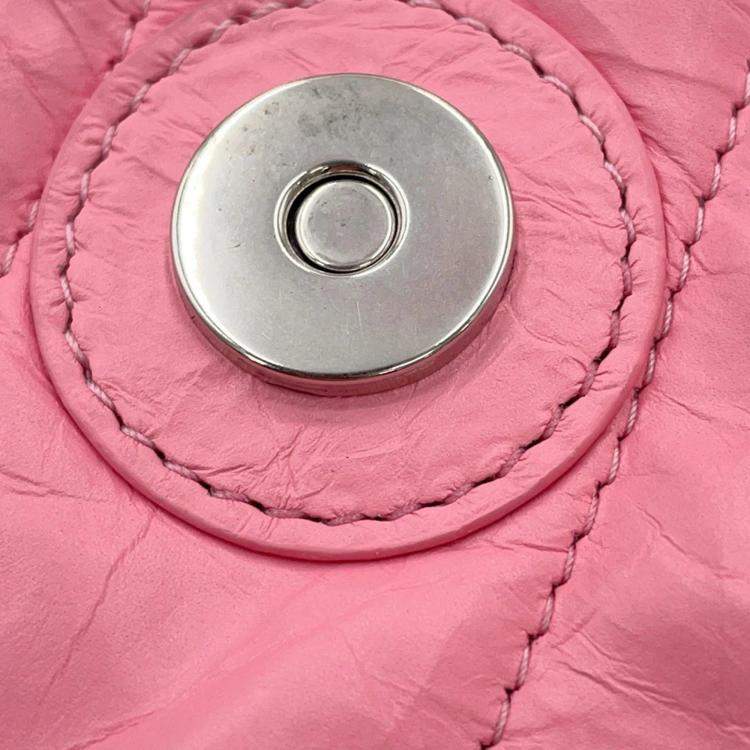 Pre Owned Balenciaga Crush XS Pink Leather Shoulder Bag