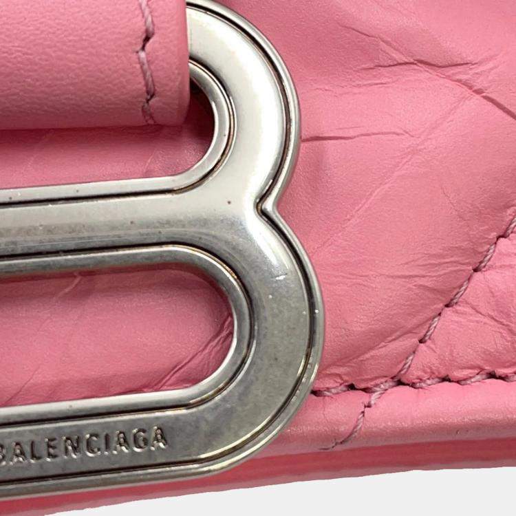 Pre Owned Balenciaga Crush XS Pink Leather Shoulder Bag