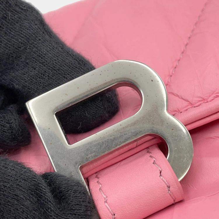 Pre Owned Balenciaga Crush XS Pink Leather Shoulder Bag