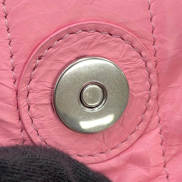 Pre Owned Balenciaga Crush XS Pink Leather Shoulder Bag