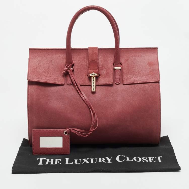 Pre Owned Balenciaga Pink Suede and Leather Tube Clasp Top Handle Bag