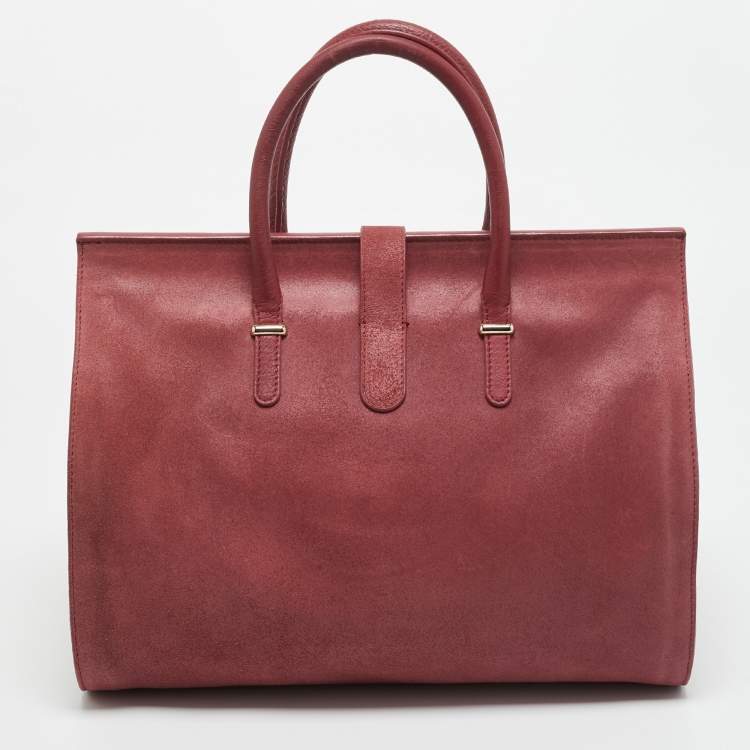 Pre Owned Balenciaga Pink Suede and Leather Tube Clasp Top Handle Bag