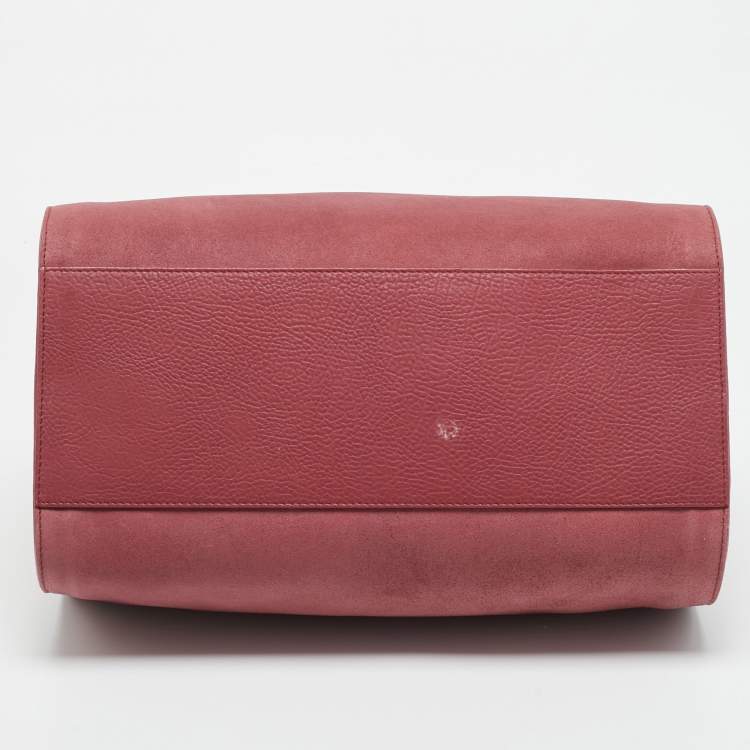 Pre Owned Balenciaga Pink Suede and Leather Tube Clasp Top Handle Bag