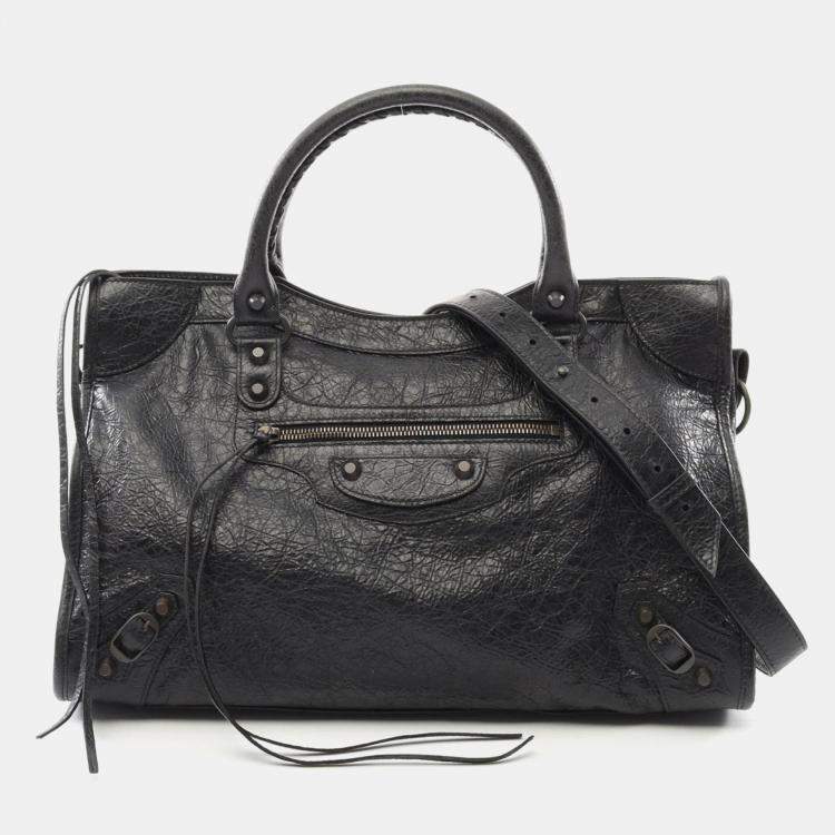 Pre Owned Balenciaga City Medium Black Leather Shoulder Bag