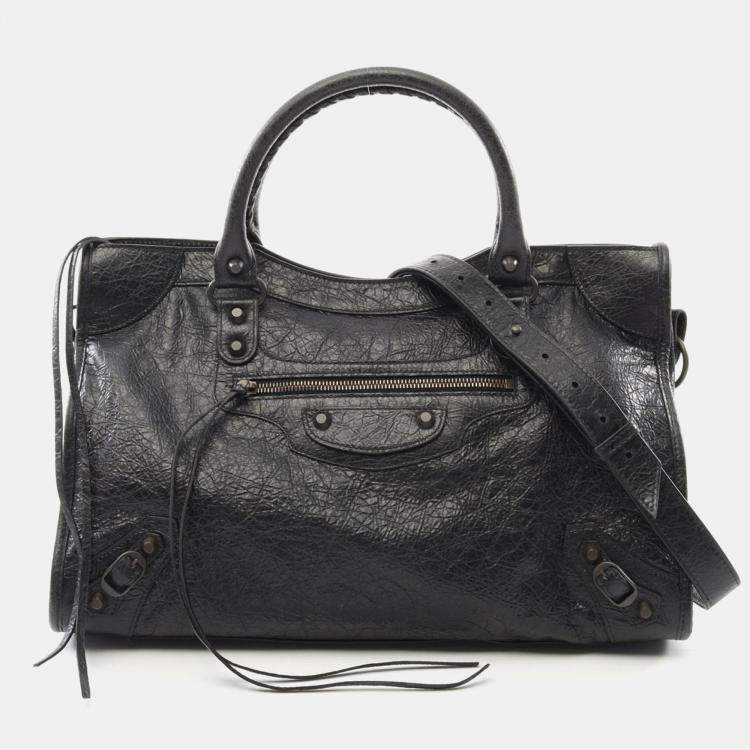 Pre Owned Balenciaga City Medium Black Leather Shoulder Bag