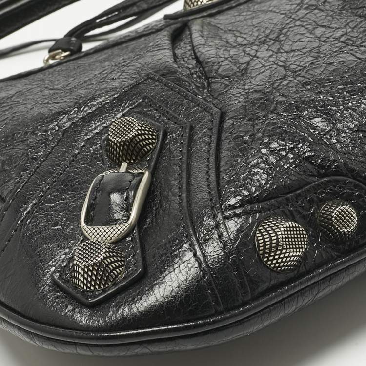 Pre Owned Balenciaga Black Leather Le Cagole Wristlet Pouch