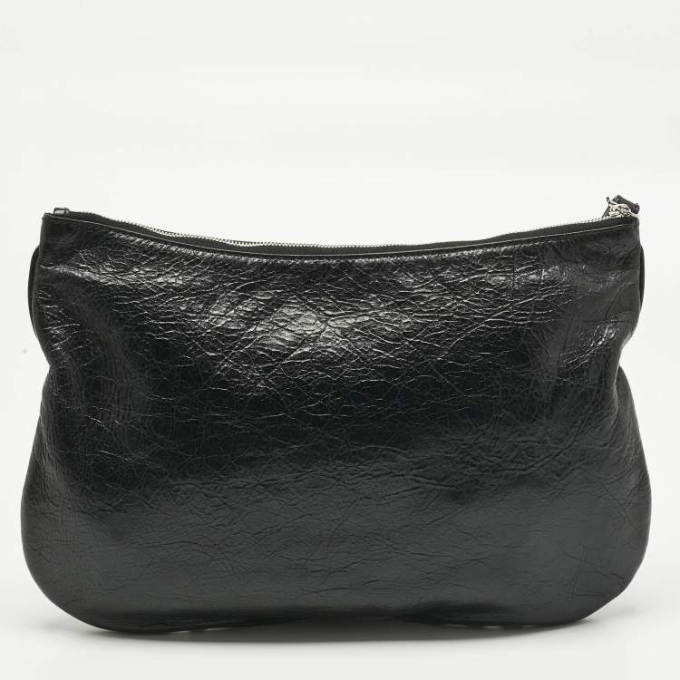 Pre Owned Balenciaga Black Leather Le Cagole Wristlet Pouch