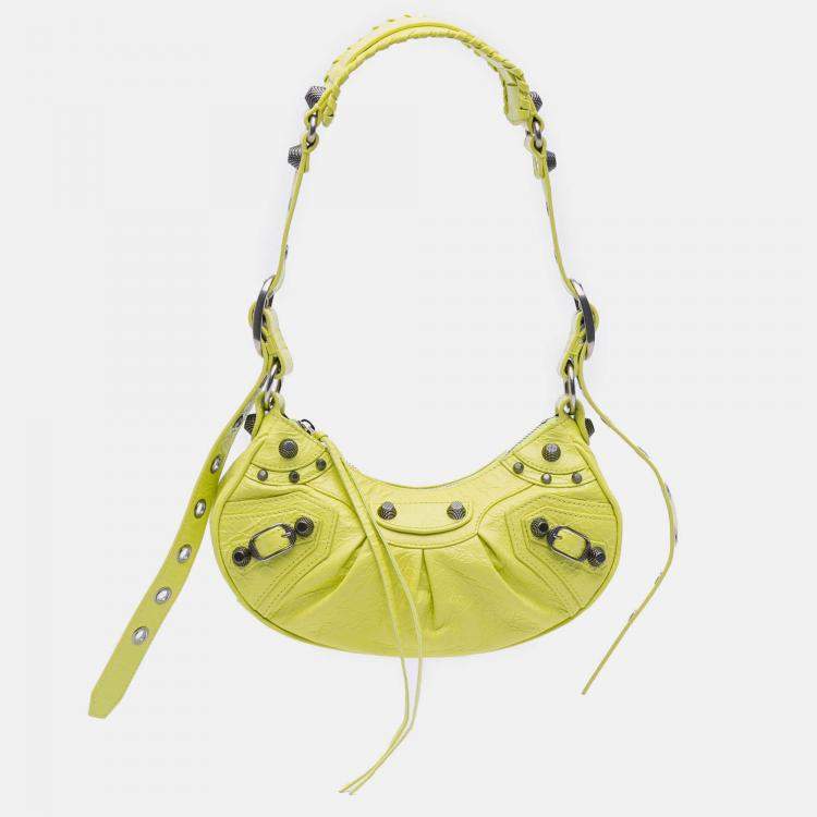 Pre Owned Balenciaga Yellow Lambskin Motocross Le Cagole XS