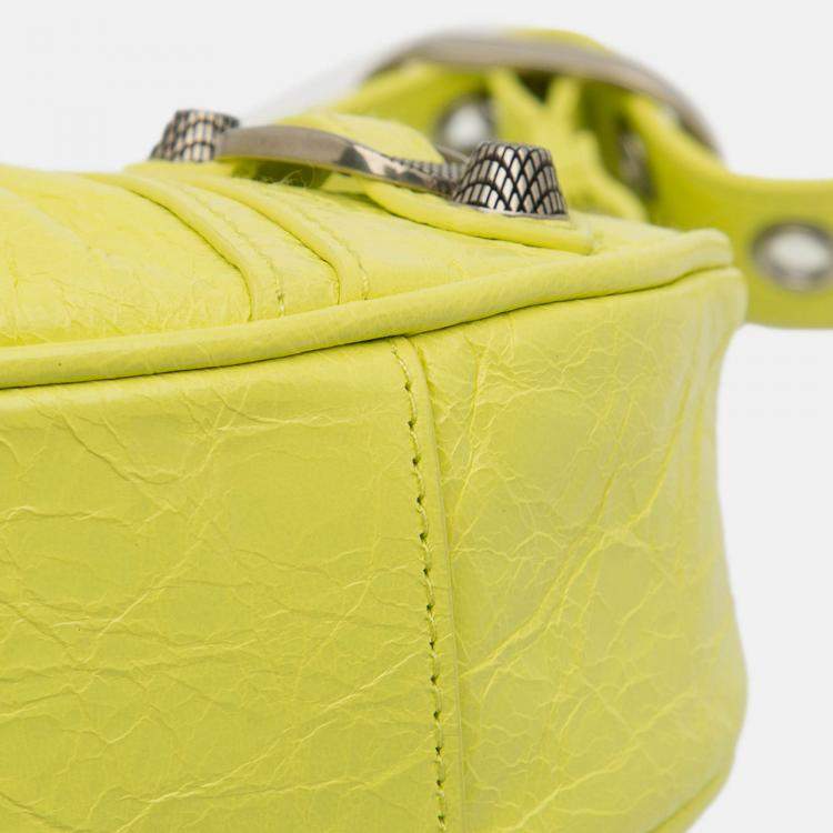 Pre Owned Balenciaga Yellow Lambskin Motocross Le Cagole XS