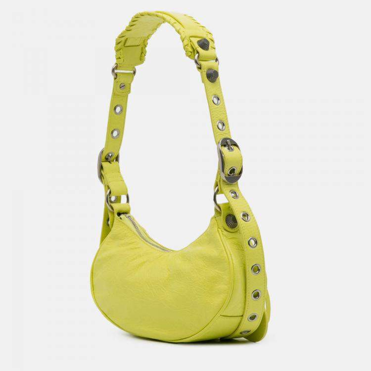 Pre Owned Balenciaga Yellow Lambskin Motocross Le Cagole XS