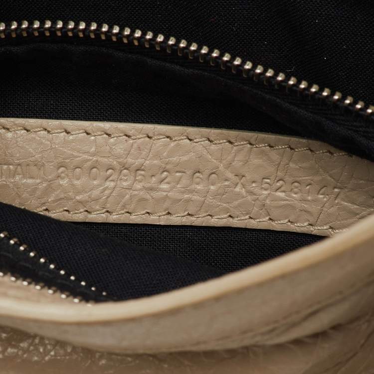 Pre Owned Balenciaga Beige Leather Mini Metallic Edge City Bag