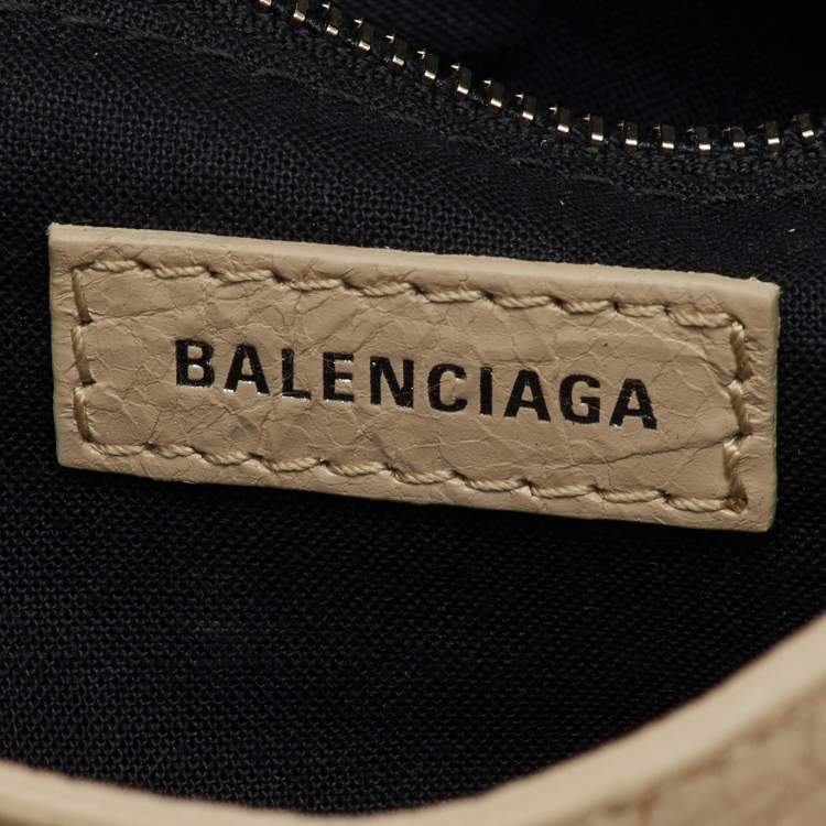 Pre Owned Balenciaga Beige Leather Mini Metallic Edge City Bag