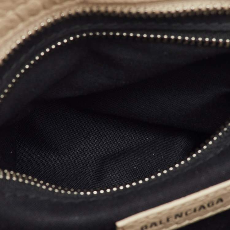 Pre Owned Balenciaga Beige Leather Mini Metallic Edge City Bag