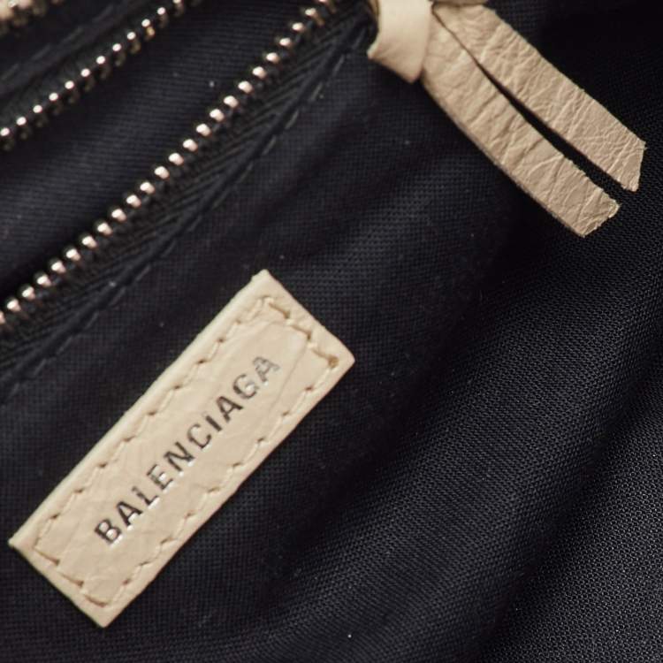 Pre Owned Balenciaga Beige Leather Mini Metallic Edge City Bag