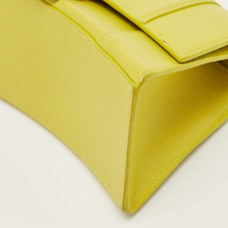 Pre Owned Balenciaga Yellow Leather Small Hourglass Top Handle Bag