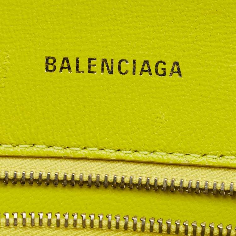 Pre Owned Balenciaga Yellow Leather Small Hourglass Top Handle Bag