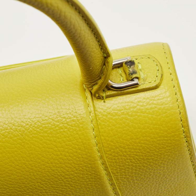 Pre Owned Balenciaga Yellow Leather Small Hourglass Top Handle Bag