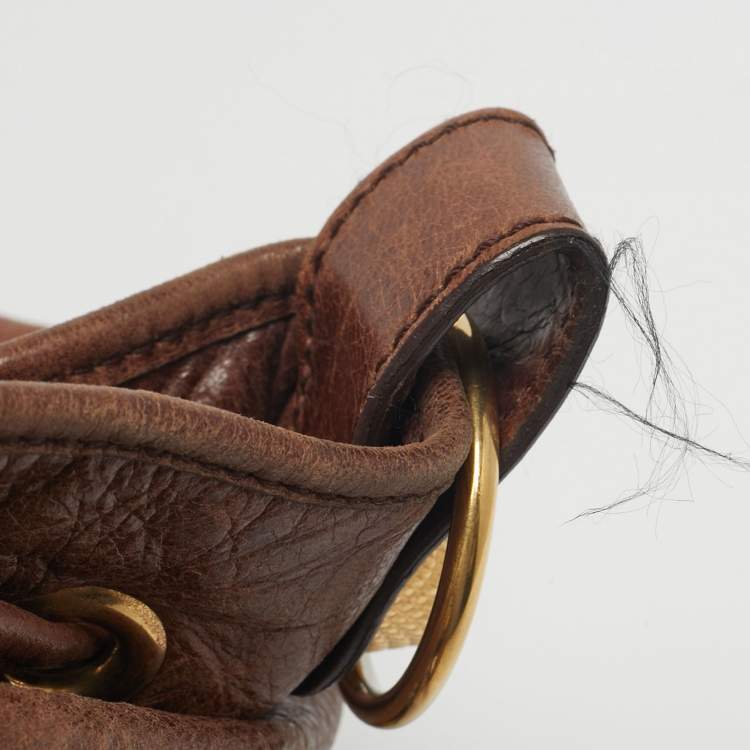 Pre Owned Balenciaga Brown Leather GGH Pompon Hobo