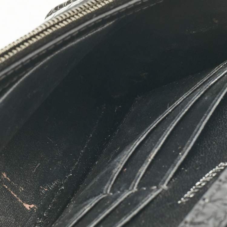 Pre Owned Balenciaga Black Croc Embossed Leather Hourglass Wallet on Chain