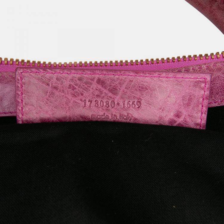 Pre Owned Balenciaga Pink Lambskin Motocross Giant 21 Work Satchel