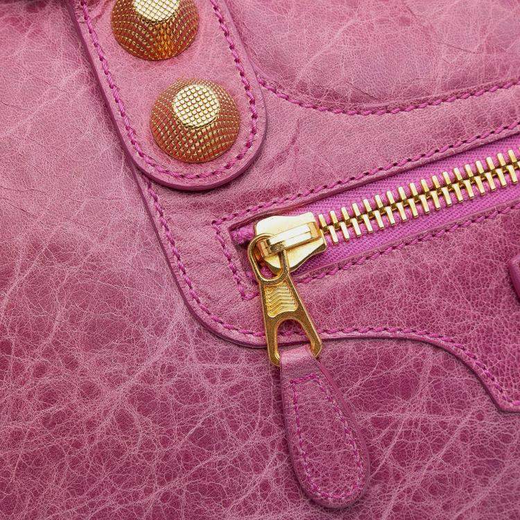 Pre Owned Balenciaga Pink Lambskin Motocross Giant 21 Work Satchel