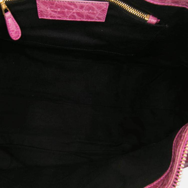 Pre Owned Balenciaga Pink Lambskin Motocross Giant 21 Work Satchel