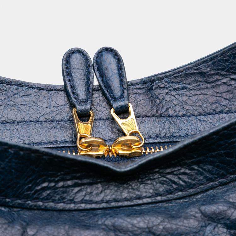 Pre Owned Balenciaga Blue Lambskin Motocross Giant 12 Velo Satchel