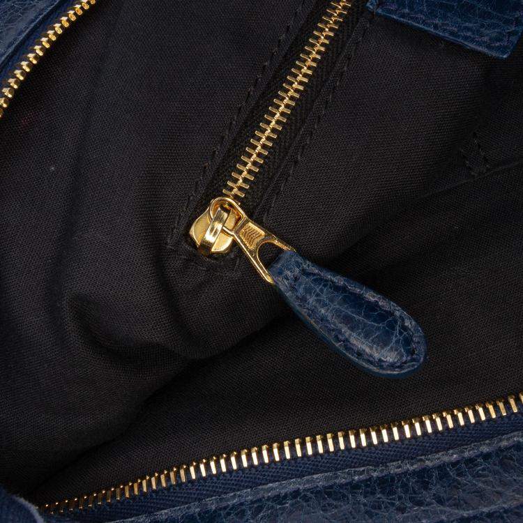 Pre Owned Balenciaga Blue Lambskin Motocross Giant 12 Velo Satchel