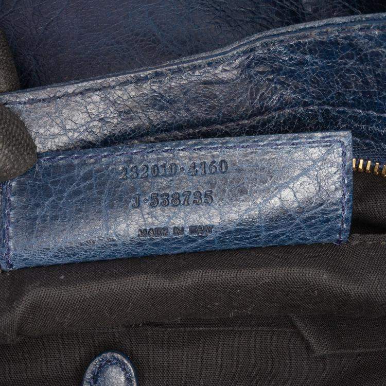 Pre Owned Balenciaga Blue Lambskin Motocross Giant 12 Velo Satchel