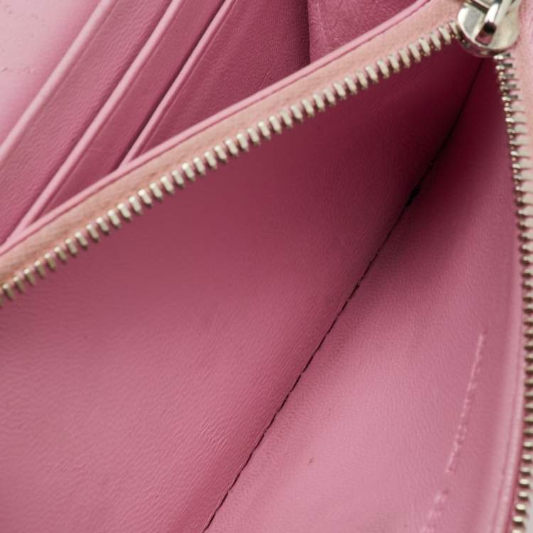 Pre Owned Balenciaga Light Pink Croc Embossed Leather Gossip Wallet on Chain